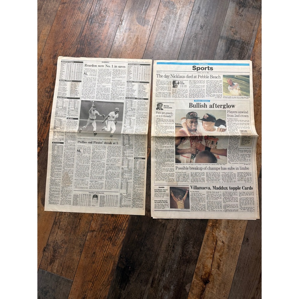 Vintage 1992 Chicago Tribune Sports Newspaper Bulls 2nd NBA Championship Jordan